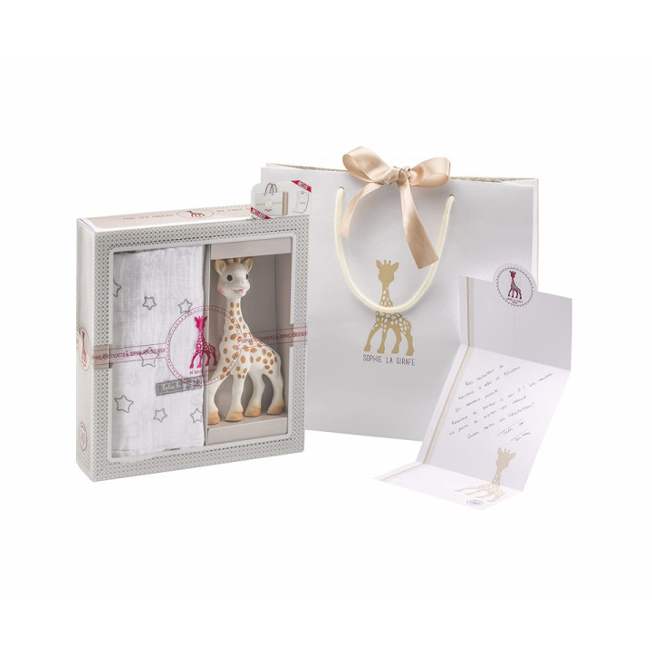 Set Cadou SOPHIEsticat Cu Girafa Sophie Si Scutec 120x120 cm