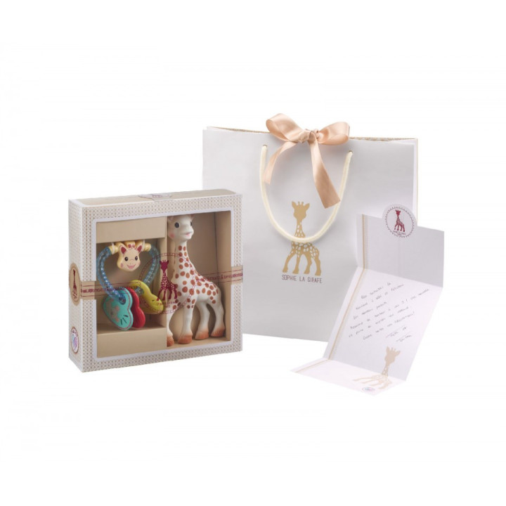 Set Cadou SOPHIEsticat Cu Girafa Sophie Si Zornaitoare Cu Inimioare