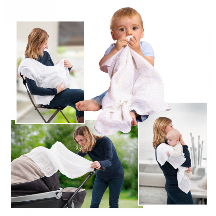 Set 4 Scutece Din Bumbac 70x70 cm Girafa Sophie